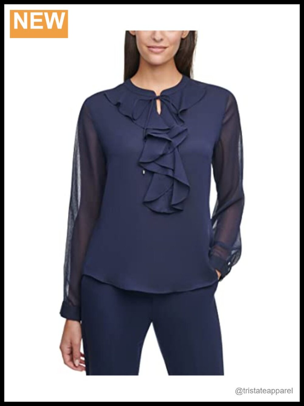 Women's Long Sleeve Floral Ruffle Blouse, Cotton Blend Pullover